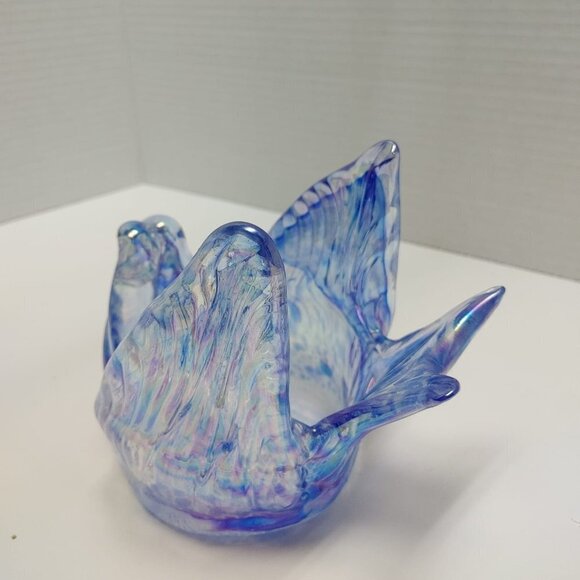 Chalet - Rossi Blue Carnival Irradato Glass Bomboniere Whimsey Handmade Canada - Picture 5 of 9